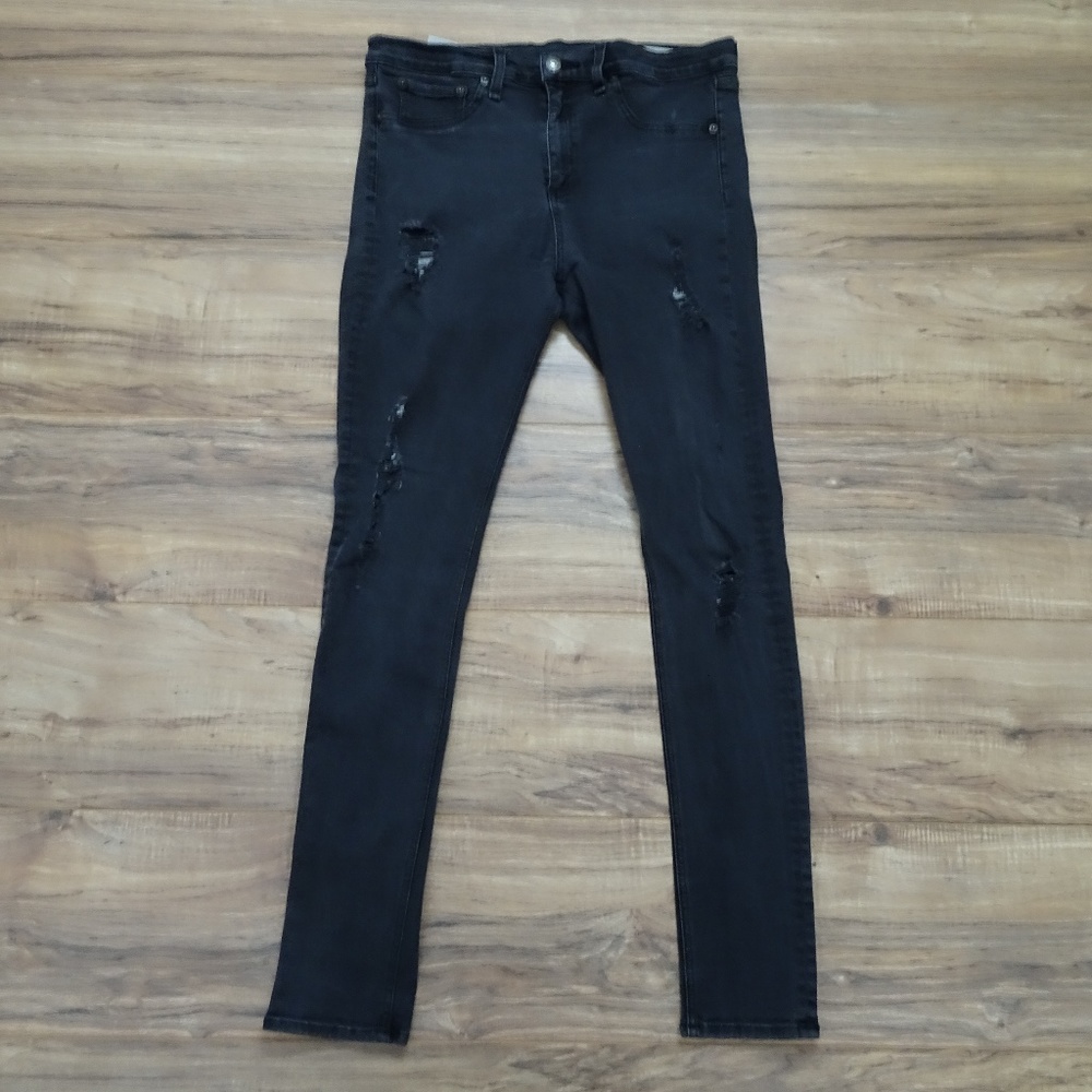 RAG & BONE Charcoal High Rise Leggings Distressed